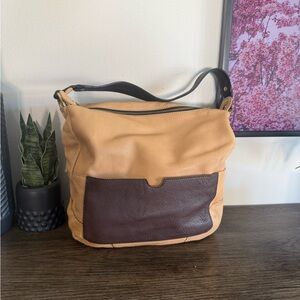 OrYaNY tan and brown tow toned purse.